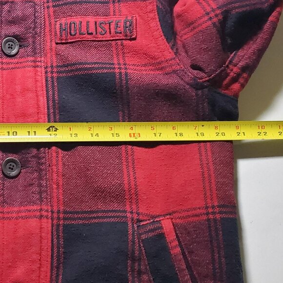 HOLLISTER black and red plaid coat Mens sz L - shipping incl - Picture 7 of 16